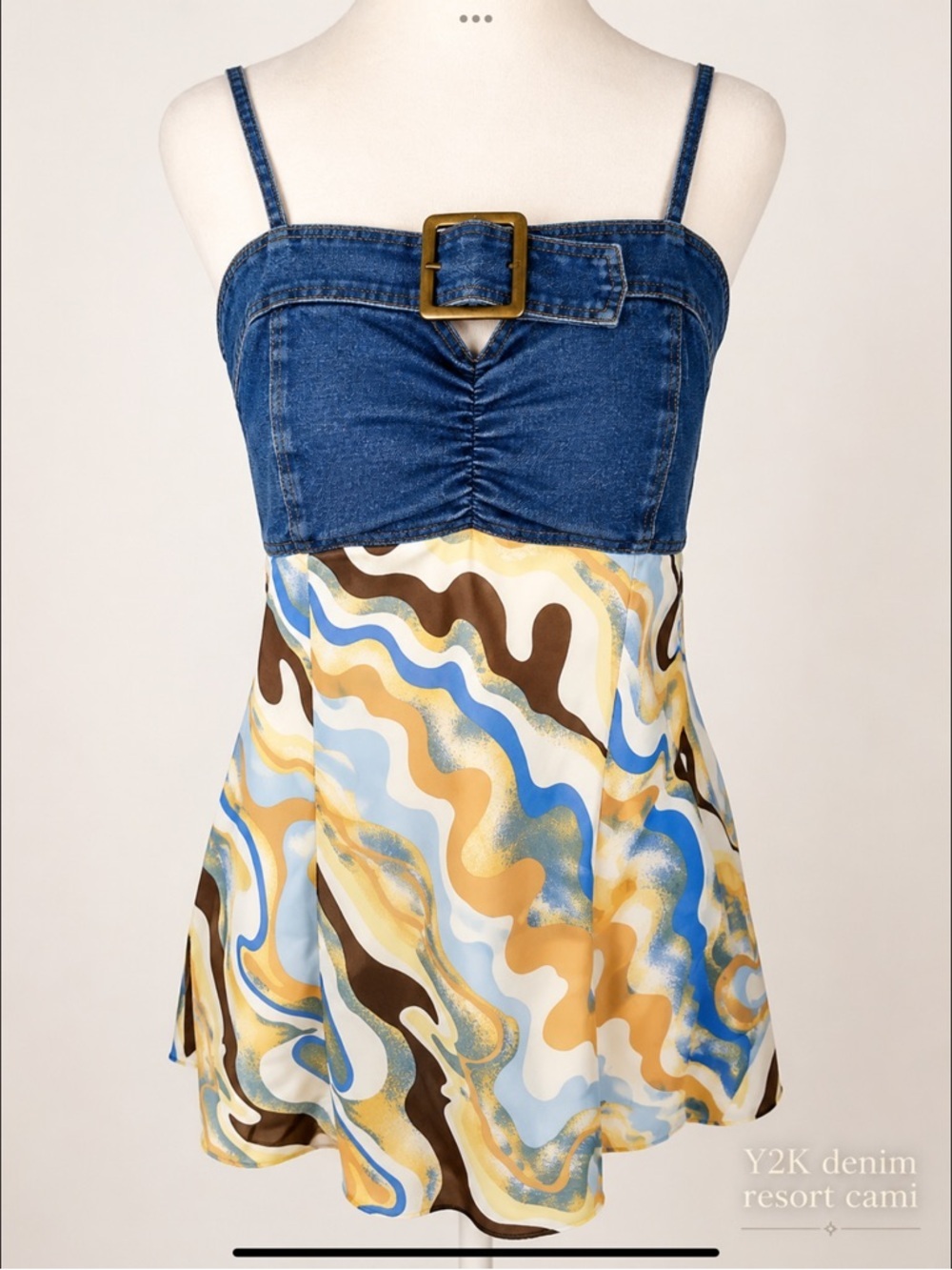 Vintage Y2K Denim Bustier Cami Top Retro Resort Indie Festival Streetwear